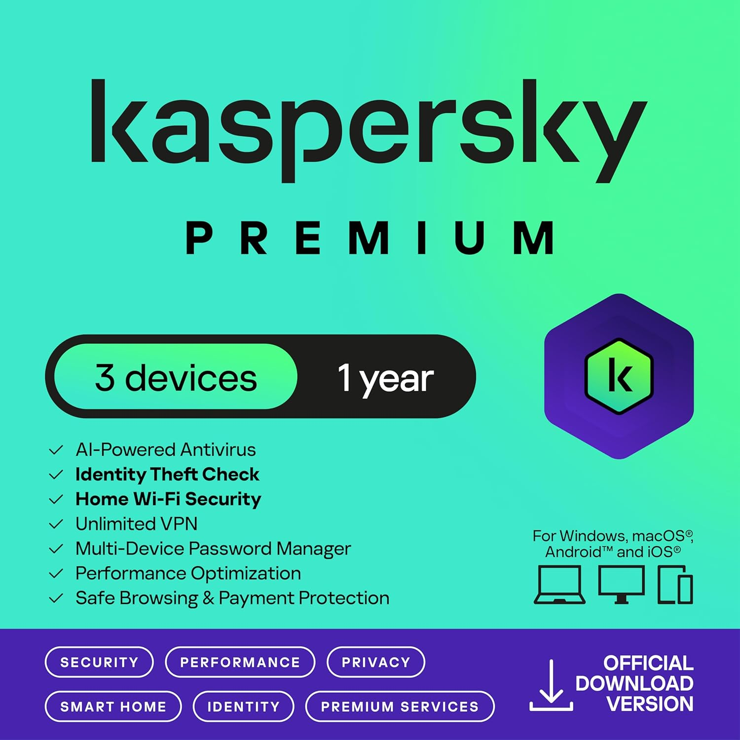 KASPERSKY PREMIUM 3 DEVICES 1Y Online KASPERSKY PREMIUM 3 DEVICES 1Y Online